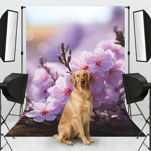 Cherry Blossom Backdrop Background for Photography 5x7ft Photobooth Professional Photo Backdrop Curtains Video Photography Studio Photo Backgrounds Banner Booth Background Screen Parties - color: Cherry Blossom