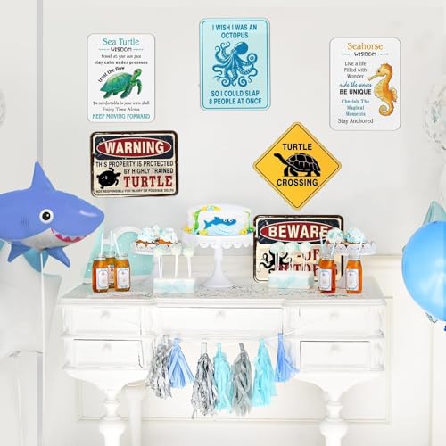 WERNNSAI Ocean Animal Party Decorations - 6 PCS Ocean Party Zone Signs Posters for Kids Under the Sea Theme Birthday Party Supplies Kids Sea Animal Wall Art Decor for Home Garden Decorations - style: Ocean