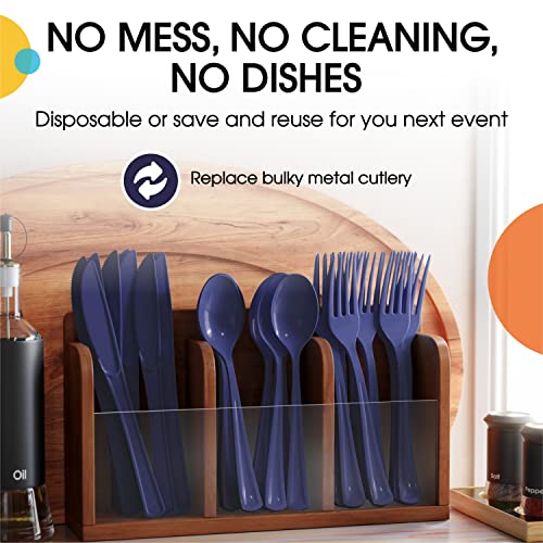 Party Solids Navy Plastic Forks 200 Pieces Navy Forks Disposable Utensils Heavy Duty Plastic Cutlery Set Disposable Cutlery Sets Flatware Sets Silverware Set Party Supplies & Party Tableware - color: Navy