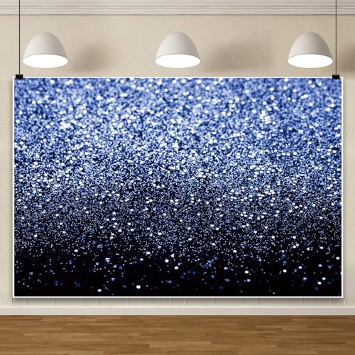 Black and Blue Backdrop White Glitter Blue-Black Backdrop Birthday Wedding Dance Graduation Party Banner Studio Supplies Vinyl Decorative Prop 5x3ft (150x90cm) - color: Black and Blue, size: 5x3ft (150x90cm)