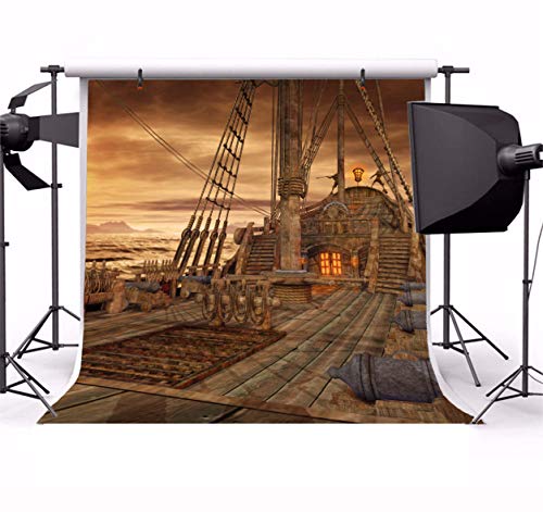 Yeele 7x7ft Vintage Sailboat Backdrop for Photography Nautical Battleship Old Wooden Deck Background Pirate Ship Kids Boy Adult Photo Booth Shoot Studio Props