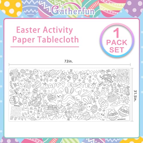 Gatherfun Easter Party Activity Poster - 31.5 x 72 Inches,Easter -Themed Party, Versatile Paper Coloring Banner/Table Cover for School Parties and Special Events Decoration - style: Easter