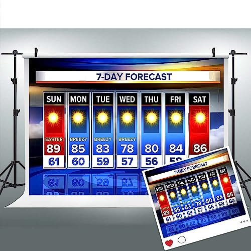 Weather Forecast Backdrop 7x5ft Seven-Day Broadcast Sunny Day Photo Background Business Study Portrait Studio Prop Wallpaper BJMYLU415 - size: vinyl-7x5ft