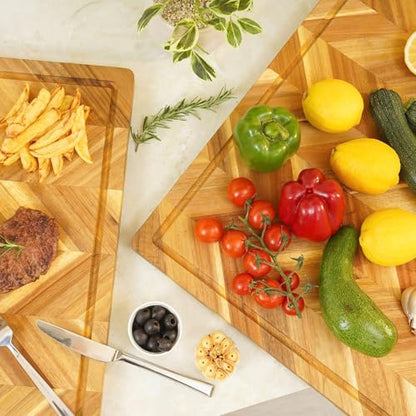 Howizz Acacia Wood Large Cutting Board, Herringbone Acacia Cutting Board - 24"x18"x1" - color: 5-Herringbone, size: 24"L x 18"W