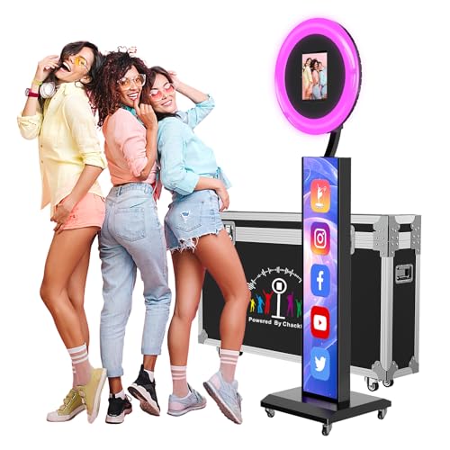 JIYANG Portable Photo Booth Compatible with Any Ipad,Photo Booth Stand Shell with ChackTok PhotoBooth VIP Member and Flight Case,Free Custom Logo,Perfect for Parties,Wedding and Events(Black) - color: Black, size: Flight Case