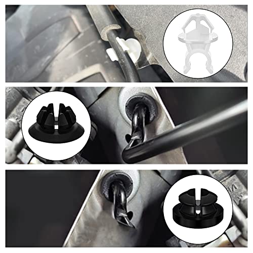 ASUBHA 30 PCS Hood Prop Rod Holder, Hood Clips, Hood Rod Clip, Car Hood Rod Grommet Clips for Most Cars Bracket Decorative Clip Compatible with 91503-SS0-003, for Most Car Automobile, Black White