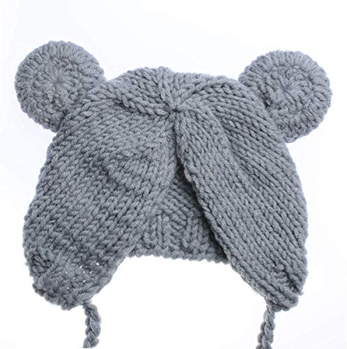 Newborn Baby Photo Shoot Props Boys Girls Crochet Knitted Hat Bear Hat Beanie with Bear Dolls Photography Props - color: Gray