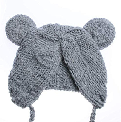 Newborn Baby Photo Shoot Props Boys Girls Crochet Knitted Hat Bear Hat Beanie with Bear Dolls Photography Props - color: Gray