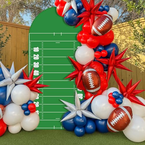 VitalCozy 7.2ft Sports Football Field Birthday Party Arch Backdrop Cover Football Photography Backdrops Spandex Fitted Arch Stand Covers for Rugby Balloons Birthday Parties - style: Football Field