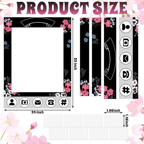 BreezeHug 32 x 24 Inch Social Media Photo Booth Selfie Frame DIY PVC Cutouts Photo Booth Props Frame for Background Photography Birthday Wedding Graduation Anniversary Party Decoration