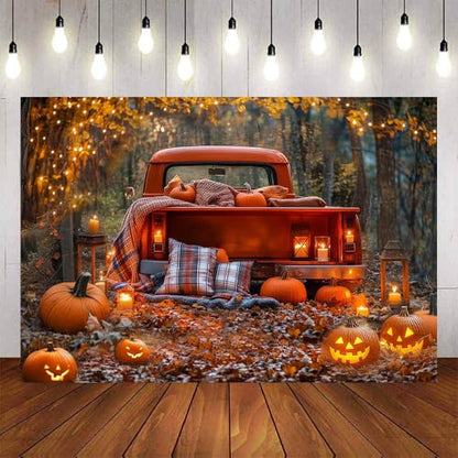 7x5ft Fall Backdrops for Photography, Autumn Backdrop, Pumpkin Patch Background, Harvest Friendsgiving Back Drop, Happy Thanksgiving Festival Photo Booth Props