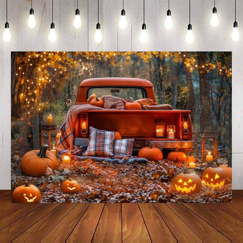 7x5ft Fall Backdrops for Photography, Autumn Backdrop, Pumpkin Patch Background, Harvest Friendsgiving Back Drop, Happy Thanksgiving Festival Photo Booth Props