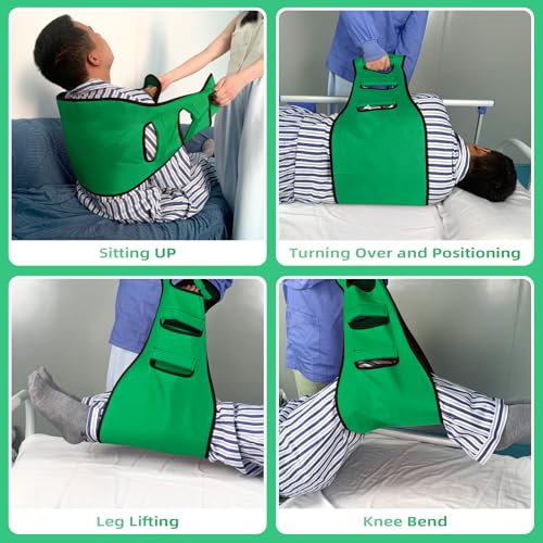 Transfer Sling, Lift Assist Gait Belts for Seniors, Transfer Belt for Elderly and Disabled, Bed Assist Mobility Belt for Patient Care - color: 01green
