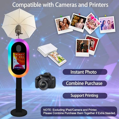 Soft-Light Umbrella Photo Booth Shell Compatible with iPad Tablet 10.2''-13'' Selfie Protable iPad Photo Booth Machine with Flight Case (Black, Machine+Printer) - color: Black, size: Machine+Printer