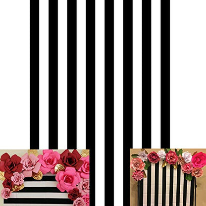 AOFOTO 5x7ft Black and White Striped Pattern Photography Backdrop Streak Textured Background Birthday Party Decoration Photo Studio Props Baby Shower Banner Adult Elder Girl Boy Wallpaper - size: 5x7ft