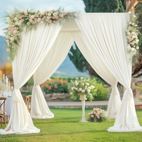 20ft x 10ft Ivory Backdrop Curtains Panels for Parties Wedding Wrinkle Free Fabric Backdrop Drapes Decorations Cloth for Baby Shower Photography Birthday Party Bridal Shower Background Curtain - color: Ivory, size: W5' x H10'(4 panels)