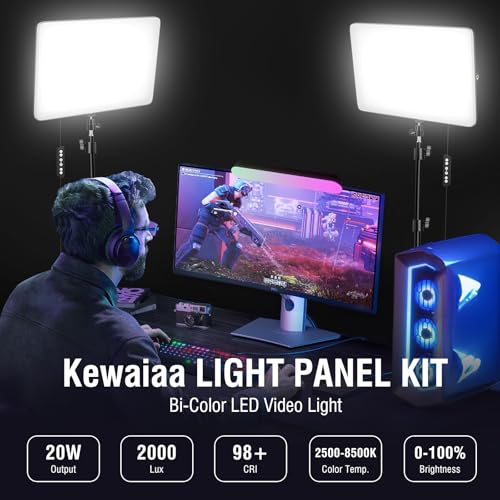 2-Pack LED Video Light Kit with 63'' Tripod Stand, 2500K-8500K Dimmable Studio Light Photography Panel Lighting for Video Recording Game Live Streaming Podcast YouTube Filming, Phone Holder - size: 2 Pack
