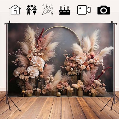 Retro Boho Flowers Window Photography Background Bohemian Room Backdrops Adult Birthday Wedding Maternity Portrait Decor Backdrop Photo Studio,9x6ft/108x72Inch - size: 9x6ft/108x72Inch