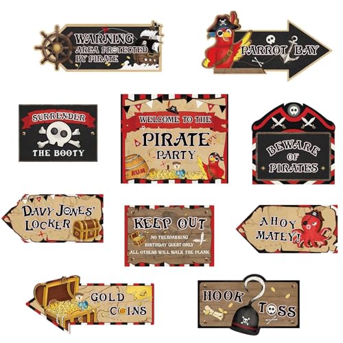 WERNNSAl Pirate Party Decorations - 10PCS Pirate Birthday Party Decorations for Adventure Birthday Party Supplies Funny Parrot Pirate Decor for Home Garden Yard Wall Decor - style: Pirate 002