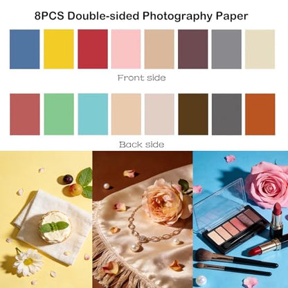 8PCS 16Patterns Product Photography Backdrops: Flat Lay Seamless 34x23in Macaron Paper Props - Tabletop Photo Backdrop Shoot for Jewelry Cosmetics Food - color: Morandi color-8pcs