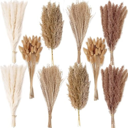 220 PCS Dried Flower Bouquet – Pampas Grass, Floral Decor for Home, Wedding, and Boho Style | Perfect for Vases, Fall, Spring, Summer, and Winter Arrangements - size: 220pcs