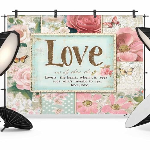 Vintage Love Roses Backdrop for Photography, Floral Leaf Watercolor Flower Photo Backdrop Portrait Background Party Banner Photo Backgrounds for Studio Booth Props, 10x8ft - color: LightCyan, size: 10x8FT