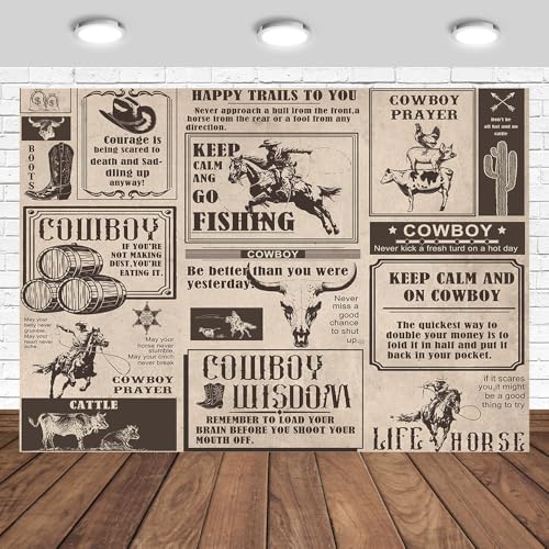 Western Cowboy Backdrop 7x5ft Vintage Wild West Country Farmhouse Theme Photography Background Cowboy Party Decorations Banner Photo Studio Props