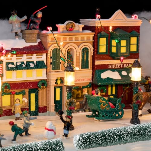 Youyole 6 Pcs Christmas Village Flexible Sisal Hedge Winter Xmas Garden Decor Accessories Greenery Wall Backdrop Snowed Rattan Railing Fence for Miniature Township