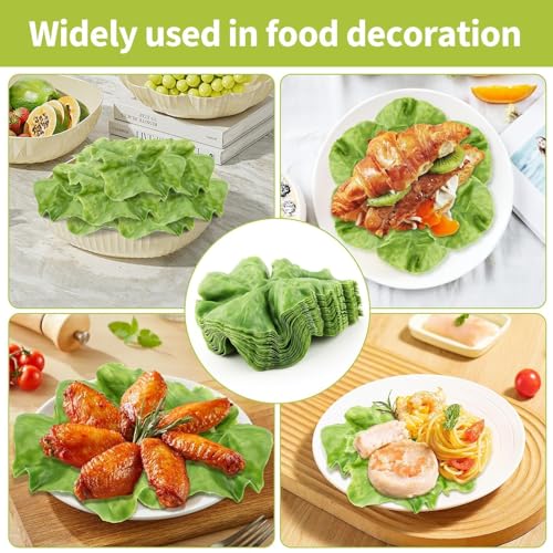 Sherika 10 PCS Realistic Artificial Green Leaf Lettuce, Plastic Simulation Vegetables Model, Faux Lettuce Leaves for Home Kitchen Easter Party Feast Decoration, Fake Green Vegetable Food for Display