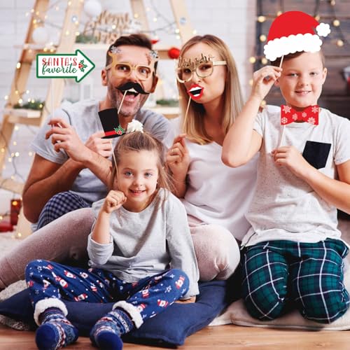 Christmas Photo Booth Props Kit(32Pcs) DIY Photo Booth Prop Pose Sign Kits for Adults Kids for Christmas Party Supplies (Style 2) - color: Style 2