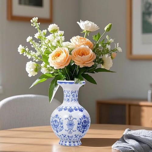 3D Puzzle Vase for Adults with LED Light, 200 Curved Pieces DIY Flower Vase Craft Kit, Creative Jigsaw Art Project Home Décor Centerpiece (C-Blue & White Grand) - color: C-blue & White Grand