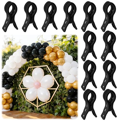 PUGPIU 12 Pack Balloon Arch Clips for Backdrop | Plastic Black Spring Clamps | 3.5 Inch Heavy Duty Clip for Backdrop Stand | Birthday Wedding Decoration | Photography Studio | Crafts | Clothing - color: Black1