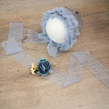 Zeroest Newborn Photography Prop Outfits Girl Lace Outfit Set Baby Girl Photo Shoot Infant Princess Photos - color: Grey
