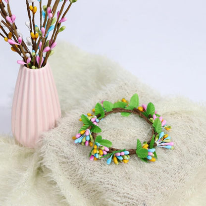 MAGICLULU Easter Candle Rings, 5pcs Artificial Berry Floral Spring Wreaths Decor for Votive Tea Lights, Table Centerpiece, Home Door Window Festival Decoration