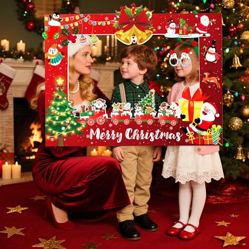 JeVenis 33 PCS Christmas Party Game Supplies Christmas Photo Booth Props Selfie Props Lets Get Ugly Party Decoration