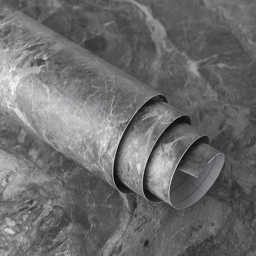 BAYYA Grey Marble Contact Paper for Countertops Marble Wallpaper Peel and Stick Countertops Marble Vinyl Wrap Thicken Matte Heat Resistant 16x354 inch Counter Top Covers for Kitchen Countertop Wrap - color: Gray, size: 16" x 354"