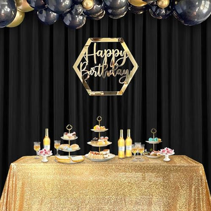 Black Backdrop Curtains for Party: Photo Polyester Drapes 4 Panels 5ft x 8ft Wedding Halloween Ceremony Background - color: Black, size: 5ft X 8ft 4 Panels