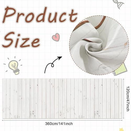 Classroom Fabric Bulletin Board 47x141inch White Wood Texture Back to School Classroom Backdrop Decorations for Wall Door Background, DIY Craft, Bulletin Boards, Pillow, Curtain, Reusable, Easy to Cut - style: White Wood Grain