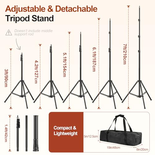 Backdrop Stand 10x7ft(WxH), Photo Studio Adjustable Background Stand Support System Kit with 8 Crossbars, 8 Clamps and Carrying Bag for Parties, Wedding, Photography, Decoration - size: 7x10ft