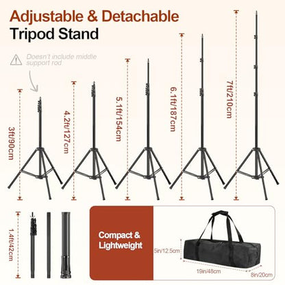 Backdrop Stand 10x7ft(WxH), Photo Studio Adjustable Background Stand Support System Kit with 8 Crossbars, 8 Clamps and Carrying Bag for Parties, Wedding, Photography, Decoration - size: 7x10ft