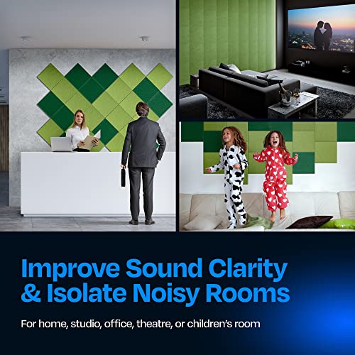 Acoustic Panels 12-Pack Soundproof Wall 12"X12"X0.4" - High Density Sound Dampening [Gin Green Square] - color: Gin Green, size: Square 12 Pack