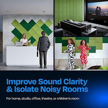 Acoustic Panels 12-Pack Soundproof Wall 12"X12"X0.4" - High Density Sound Dampening [Gin Green Square] - color: Gin Green, size: Square 12 Pack