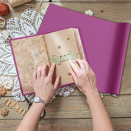 PerKoop Book Cloth for Book Binding 40 x 16 Inch Fabric Surface Paper Backed Bookcover Archival European Durable Strong Bookbinding Supplies Cover Books Album Scrapbooking (Purple) - color: Purple