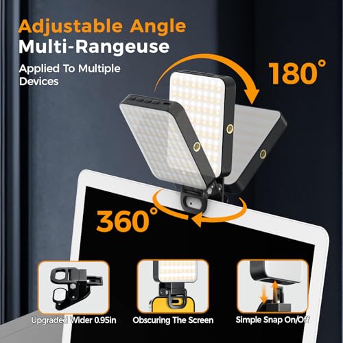 Magnetic Selfie Light for Cell Phone, gliship 128 Led Selfie Light Compatible with Magsafe Rechargeable Portable Clip Fill Light with 3 Lights Modes for Phone Camera Laptop Camera - color: Dark Black