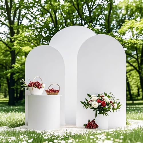 Pack of 3 Arch Backdrop Cover White Spandex Fitted Wedding Arched Cover for Bridal Shower Birthday Party Gender Reveal Backdrop Decor (6/6.6/7.2ft) - color: White, size: 6/6.6/7.2 FT