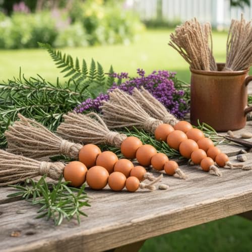 Kathfly 6 Pcs Easter Wooden Bead Carrots Decorations 9.45 Inch Artificial Easter Carrot Ornaments Basket Fillers Tiered Tray Table Decor Farmhouse Spring Party Favors Supplies Photo Props