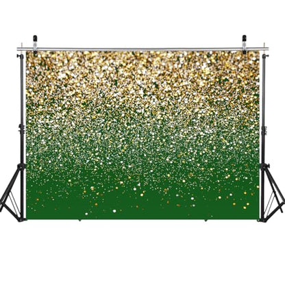 8x6ft Green and Gold Backdrop Birthday Gold Spots Bokeh Wedding Prom Graduation Photography Background X-224 - color: Green, size: 8X6ft