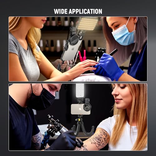 Selfie Tattoo Light Kit,Tattoo Equipment Supplies,Remove Glare LED Tattoo Photography Video Lights with 52mm CPL,Tripod Light,Dual Clips for Video Recording,TikTok,YouTube,for Phone,Camera,Laptop,iPad