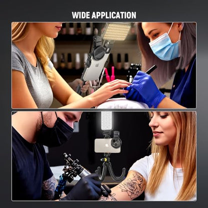 Selfie Tattoo Light Kit,Tattoo Equipment Supplies,Remove Glare LED Tattoo Photography Video Lights with 52mm CPL,Tripod Light,Dual Clips for Video Recording,TikTok,YouTube,for Phone,Camera,Laptop,iPad