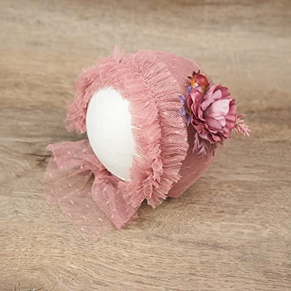 Zeroest Newborn Photography Prop Outfits Girl Lace Outfit Set Baby Girl Photo Shoot Infant Princess Photos - color: Pink